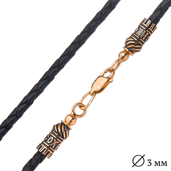 Шнурок кожаный "Спаси и сохрани" с золотой застежкой 025402 детальное изображение ювелирного изделия Шнурки с золотом Шнурок кожаный "Спаси и сохрани" с золотой застежкой 025402 детальное изображение ювелирного изделия Шнурки с золотом