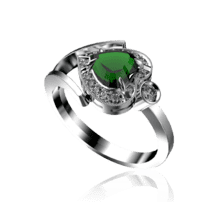 обзорное фото Золотое кольцо с бриллиантами и изумрудом 030430  Золотые кольца с изумрудом