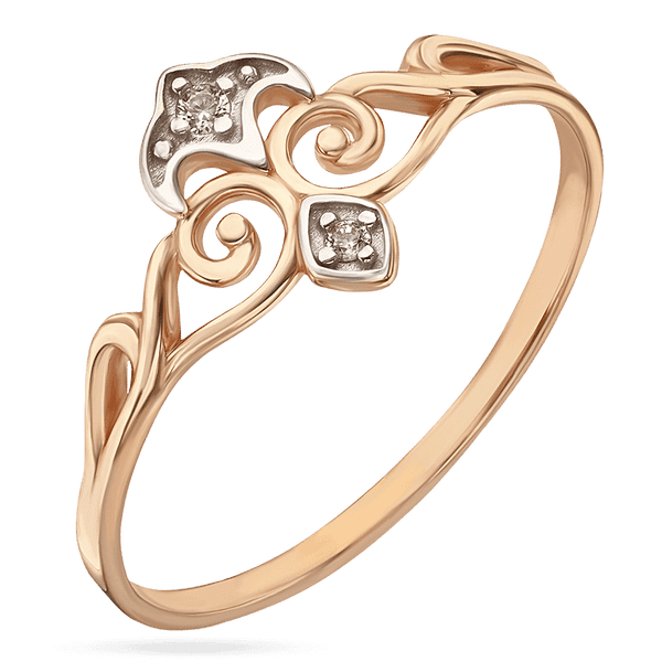 Золотое кольцо Вензеля с фианитами 034529 детальное изображение ювелирного изделия Золотые кольца