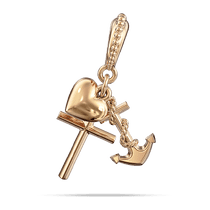 обзорное фото Золотой подвес "Сердце, крестик, якорь" 040406  Золотые подвески без камней