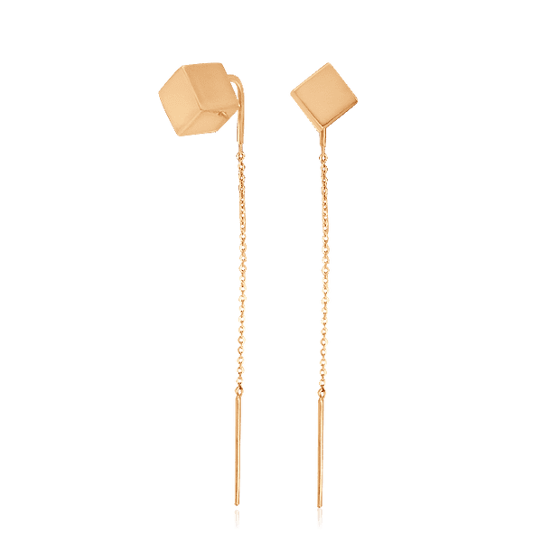 Золотые серьги протяжки Кубик 030242 детальное изображение ювелирного изделия Золотые серьги пуссеты Золотые серьги протяжки Кубик 030242 детальное изображение ювелирного изделия Золотые серьги пуссеты