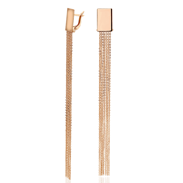 серьги с цепочками красное золото серьги с цепочками красное золото