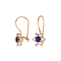 обзорное фото Золотые детские серьги с фианитом 025111  Серьги с камнями