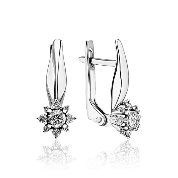 Серьги из белого золота с бриллиантами Цветок 035306 детальное изображение ювелирного изделия Золотые серьги Серьги из белого золота с бриллиантами Цветок 035306 детальное изображение ювелирного изделия Золотые серьги