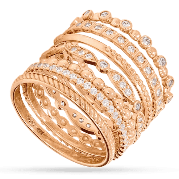Золотое кольцо трансформер с фианитами 7 таинств любви семь колец в одном 032028 детальное изображение ювелирного изделия Золотые кольца с фианитом