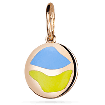 обзорное фото Золотой подвес монетка с желто-голубой эмалью в красном золоте 585 пробы  037504 Золотые кулоны с эмалью обзорное фото Золотой подвес монетка с желто-голубой эмалью в красном золоте 585 пробы  037504  Золотые кулоны с эмалью