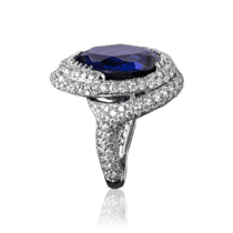 обзорное фото Эксклюзивное золотое кольцо "Ваше Величество" с сапфиром и бриллиантами 028435  Золотые кольца с сапфиром
