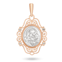 обзорное фото Золотая ладанка Владимирская икона Божией Матери с фианитами 035278 Золотые подвески иконки обзорное фото Золотая ладанка Владимирская икона Божией Матери с фианитами 035278  Золотые подвески иконки