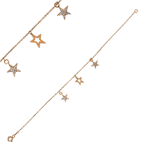 обзорное фото Золотой браслет с подвесками с фианитами Звездочки 032275  Золотые браслеты с цирконием (фианитами)