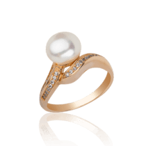 обзорное фото Золотое кольцо с жемчугом 312213  Золотые кольца с жемчугом