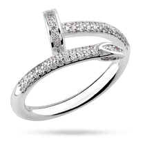 обзорное фото Серебряное кольцо "Гвоздь" с россыпью фианитов 040172  Серебряные кольца с фианитом