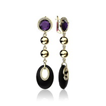 оглядове фото Золоті сережки підвіски з агатом і фіанітом 029047 оглядове фото Золоті сережки підвіски з агатом і фіанітом 029047