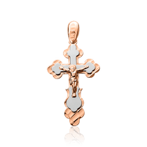 обзорное фото Золотой крестик с Распятием 029576 Крестики женские обзорное фото Золотой крестик с Распятием 029576  Крестики женские