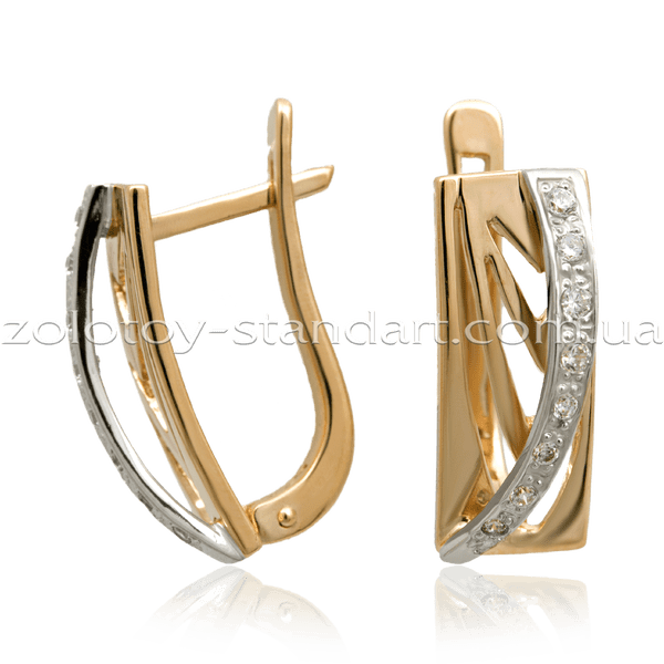 Золотые серьги 301 детальное изображение ювелирного изделия Золотые серьги с фианитом Золотые серьги 301 детальное изображение ювелирного изделия Золотые серьги с фианитом