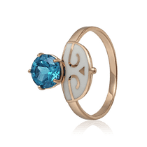 обзорное фото Золотое кольцо с топазом и эмалью 028632 Золотые кольца с топазом обзорное фото Золотое кольцо с топазом и эмалью 028632  Золотые кольца с топазом