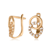 обзорное фото Золотые детские серьги с фианитом 024377  Серьги с камнями