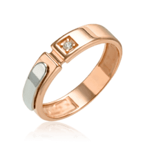 обзорное фото Стильное золотое обручальное кольцо с фианитом 035500  Золотые кольца