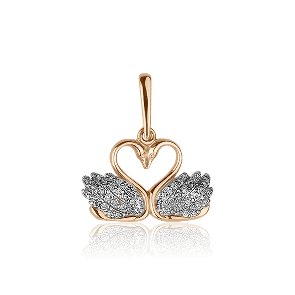 Золотой кулон в красном золоте с фианитами Вечная любовь лебеди 028250 детальное изображение ювелирного изделия Золотые кулоны с фианитом Золотой кулон в красном золоте с фианитами Вечная любовь лебеди 028250 детальное изображение ювелирного изделия Золотые кулоны с фианитом