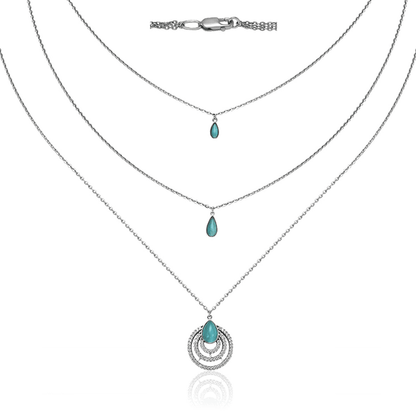 Серебряное трехслойное колье с фианитами 034330 детальное изображение ювелирного изделия Серебряные цепочки Серебряное трехслойное колье с фианитами 034330 детальное изображение ювелирного изделия Серебряные цепочки