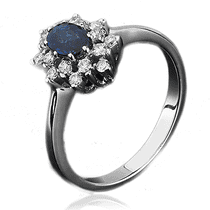 обзорное фото Кольцо из белого золота с сапфиром и бриллиантами 1030/1 Золотые кольца с сапфиром обзорное фото Кольцо из белого золота с сапфиром и бриллиантами 1030/1  Золотые кольца с сапфиром