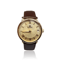 обзорное фото Золотые часы с кожаным ремешком мужские 036121  Золотые часы