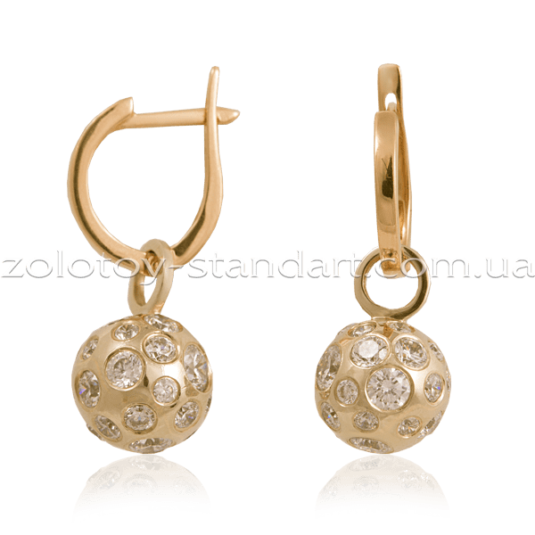 Золотые серьги Шары 526 детальное изображение ювелирного изделия Золотые серьги с фианитом Золотые серьги Шары 526 детальное изображение ювелирного изделия Золотые серьги с фианитом