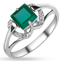 обзорное фото Серебряное кольцо "Филиппины", большой зелёный оникс и фианиты 027238  Серебряные кольца со вставками