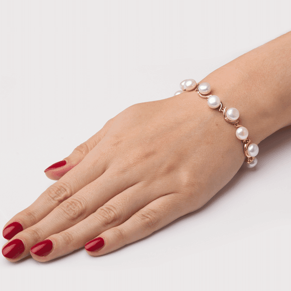 Золотой браслет с жемчугом. Фото. Золотой браслет с жемчугом. Фото.