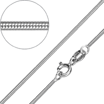 обзорное фото Серебряная цепочка в плетении Снейк на шпрингельном замке 040224  Серебряные колье