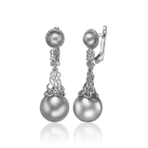 обзорное фото Серебряные ажурные серьги с шариком 034169  Серебряные серьги