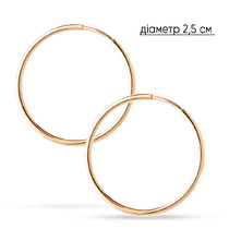 обзорное фото Золотые гладкие серьги-кольца без вставок диаметр 2,5 см 040852 Золотые серьги без вставок обзорное фото Золотые гладкие серьги-кольца без вставок диаметр 2,5 см 040852  Золотые серьги без вставок