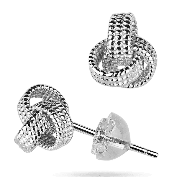 Стильные серебряные серьги - пусеты Узел любви без вставок 039542 детальное изображение ювелирного изделия Серебряные серьги без вставок Стильные серебряные серьги - пусеты Узел любви без вставок 039542 детальное изображение ювелирного изделия Серебряные серьги без вставок