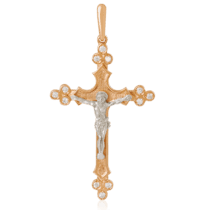 обзорное фото Золотой крестик с цирконием 023676  Золотые крестики