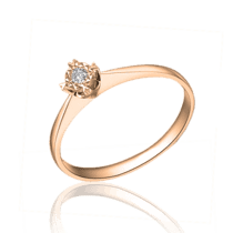 обзорное фото Золотое кольцо с бриллиантом в красном золоте 030967  Золотые кольца для помолвки с бриллиантом