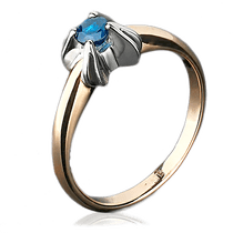 обзорное фото Кольцо из красного и белого золота с сапфиром 1039 Золотые кольца с сапфиром обзорное фото Кольцо из красного и белого золота с сапфиром 1039  Золотые кольца с сапфиром