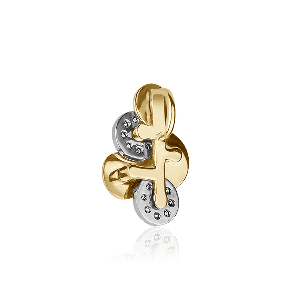 Золотой подвес в жёлтом золоте в стиле Bulgari с фианитами