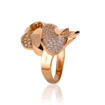 обзорное фото Массивное золотое кольцо с цирконом 030545  Кольца золотые женские