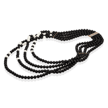 обзорное фото Многослойное золотое колье с агатом 035545 Золотые цепочки обзорное фото Многослойное золотое колье с агатом 035545  Золотые цепочки