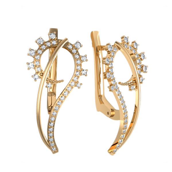 Золотые серьги с цирконием 420962 детальное изображение ювелирного изделия Золотые серьги с фианитом Золотые серьги с цирконием 420962 детальное изображение ювелирного изделия Золотые серьги с фианитом