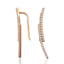 обзорное фото Серьги каффы из красного золота с фианитами 032350 Золотые серьги каффы обзорное фото Серьги каффы из красного золота с фианитами 032350  Золотые серьги каффы