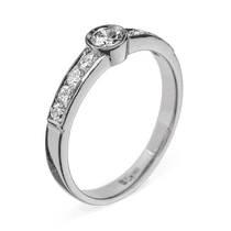 обзорное фото Кольцо из белого золота с бриллиантом R0658  Золотые кольца для помолвки с бриллиантом
