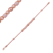 обзорное фото Золотой браслет женский с фианитами Бусинки 032339 Женские золотые браслеты обзорное фото Золотой браслет женский с фианитами Бусинки 032339  Женские золотые браслеты