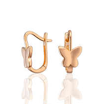 обзорное фото Золотые серьги для девочки Бабочки без камней 034238 Серьги без камней обзорное фото Золотые серьги для девочки Бабочки без камней 034238  Серьги без камней