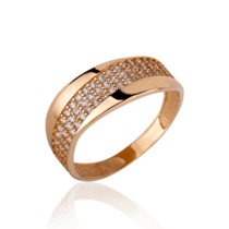 обзорное фото Золотое обручальное кольцо дорожка с цирконием 030550  Кольца золотые женские