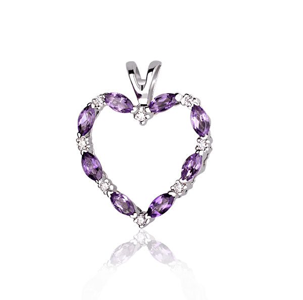 Золотая подвеска с бриллиантами и аметистами Сердце Р0345 детальное изображение ювелирного изделия Золотые кулоны с аметистом Золотая подвеска с бриллиантами и аметистами Сердце Р0345 детальное изображение ювелирного изделия Золотые кулоны с аметистом