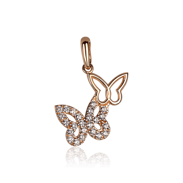 Золотой кулон две Бабочки с фианитами 030779 детальное изображение ювелирного изделия Золотой кулон Бабочка Золотой кулон две Бабочки с фианитами 030779 детальное изображение ювелирного изделия Золотой кулон Бабочка
