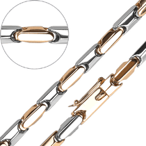 обзорное фото Стильная цепочка на шею комбинированное золото 032146 Полновесные золотые цепочки обзорное фото Стильная цепочка на шею комбинированное золото 032146  Полновесные золотые цепочки
