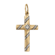 обзорное фото Золотой крестик с бриллиантом s3037  Декоративные золотые крестики