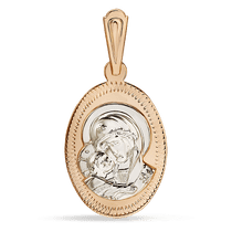 обзорное фото Ладанка из красного и белого золота Владимирская 036312  Золотые подвески иконки