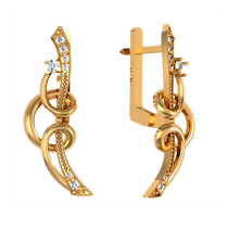 обзорное фото Золотые серьги с цирконием 420867  Золотые серьги с фианитом